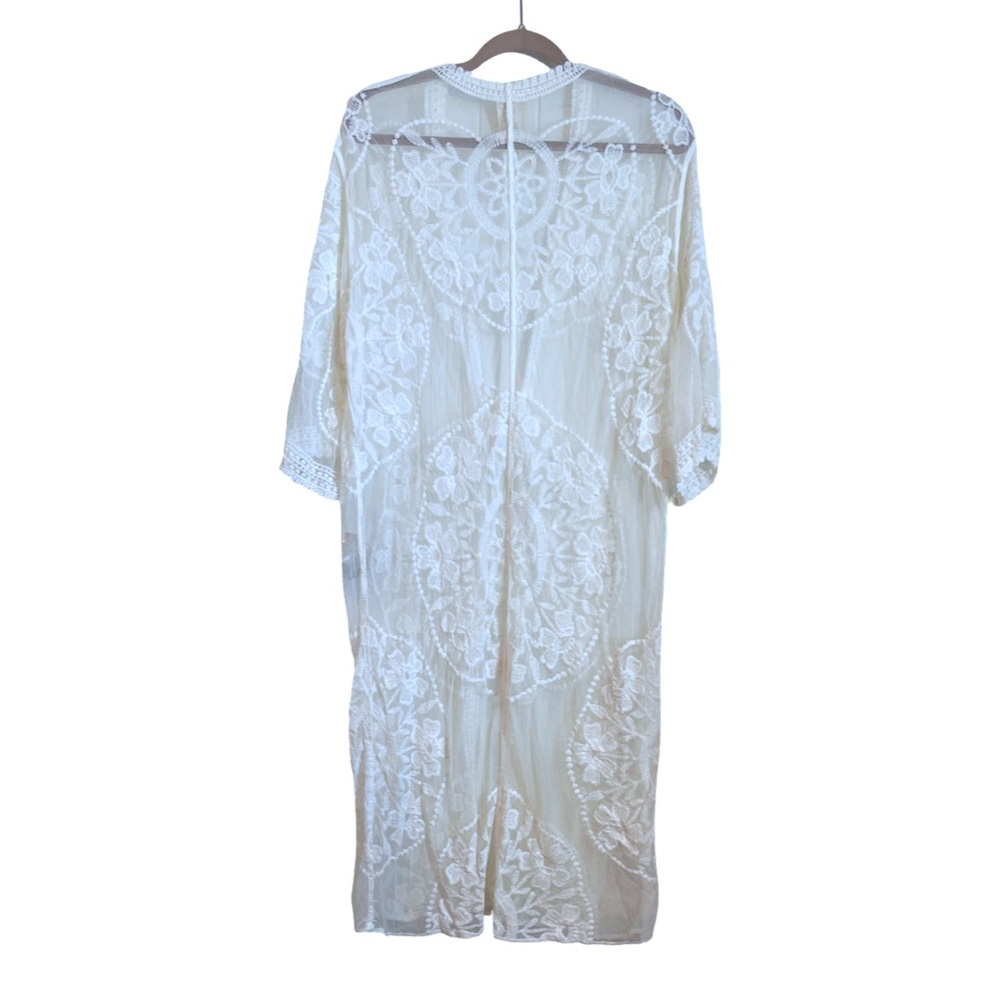 Elegant Sheer White Lace Kimono - Picture 2 of 6